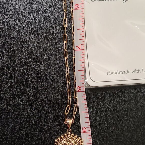 Fashion Jewelry - Gold tone "N" Necklace 8.5in. Chain. - Picture 2 of 6